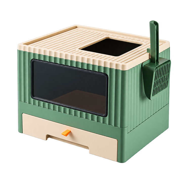 こもれび トップエントリー型猫用トイレ|グリーン