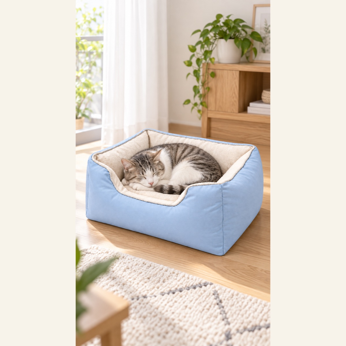うたたねソファ 猫用ベッド|ブルーの設置イメージ