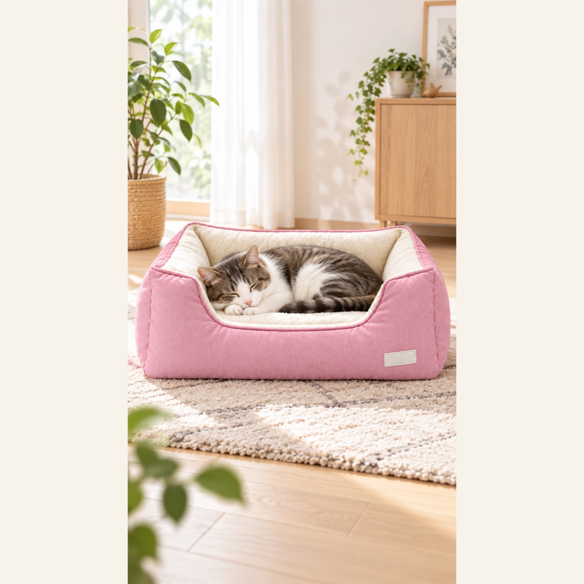 うたたねソファ 猫用ベッド|ピンクの設置イメージ