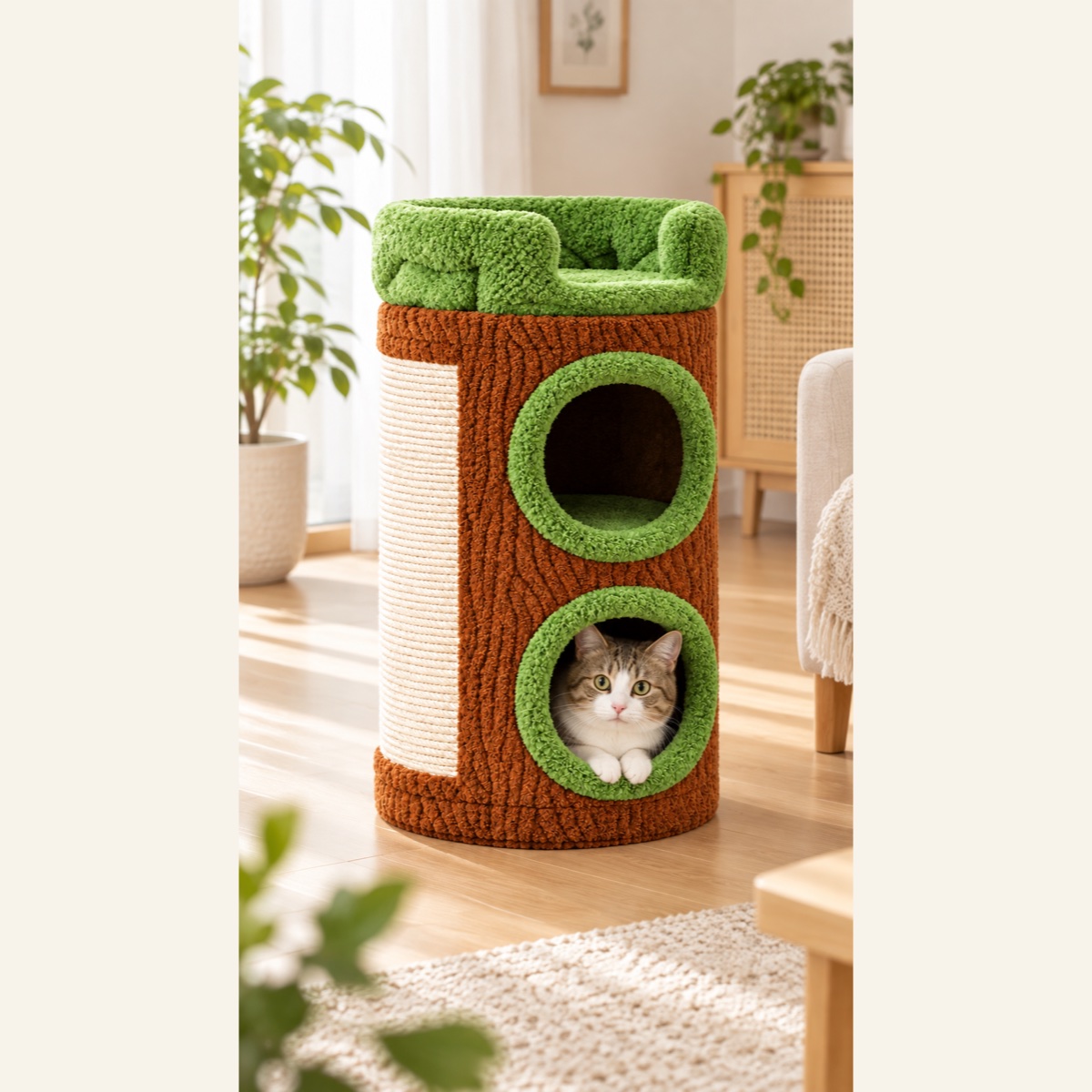 森のかくれんぼ トンネル型猫用ベッドの設置イメージ