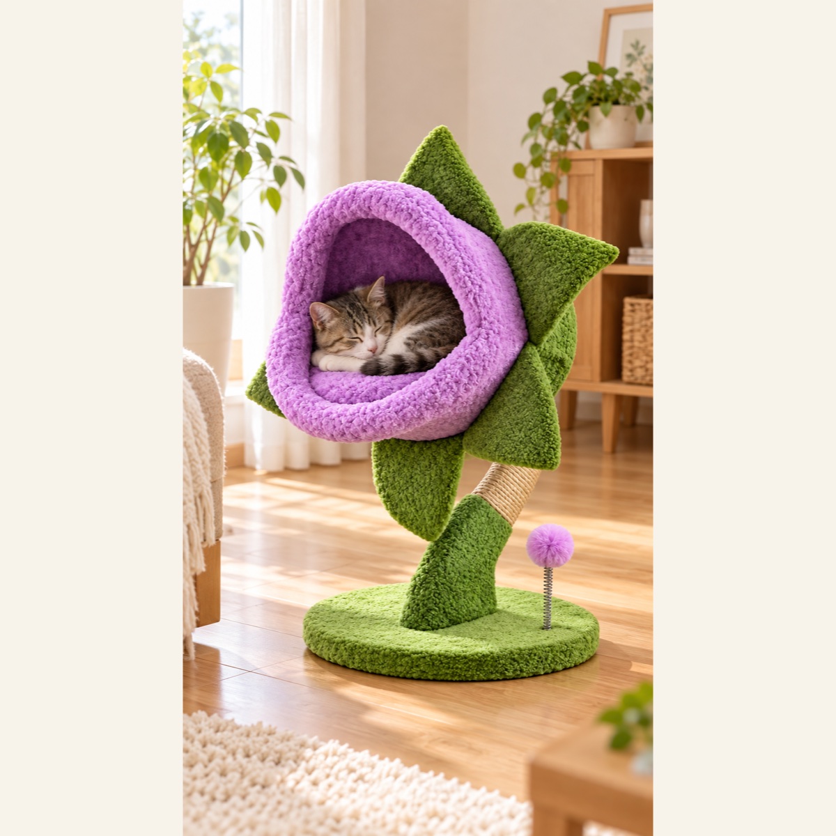 花うらら 猫用ベッド|パープルの設置イメージ