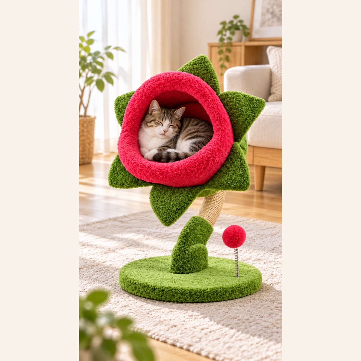 花うらら 猫用ベッド|レッドの設置イメージ