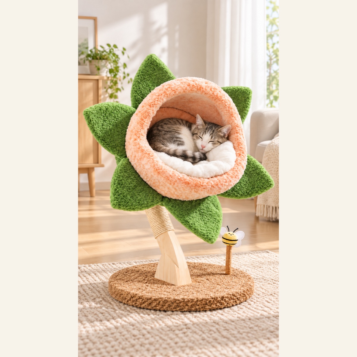 花うらら 猫用ベッド|ピーチの設置イメージ