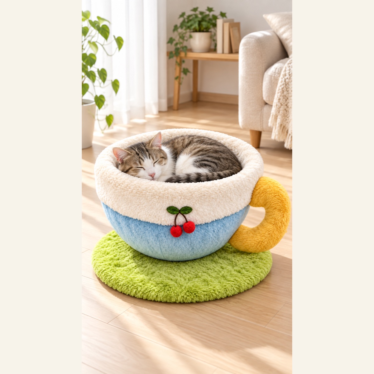 お茶の時間 ティーカップ型猫用ベッドの設置イメージ