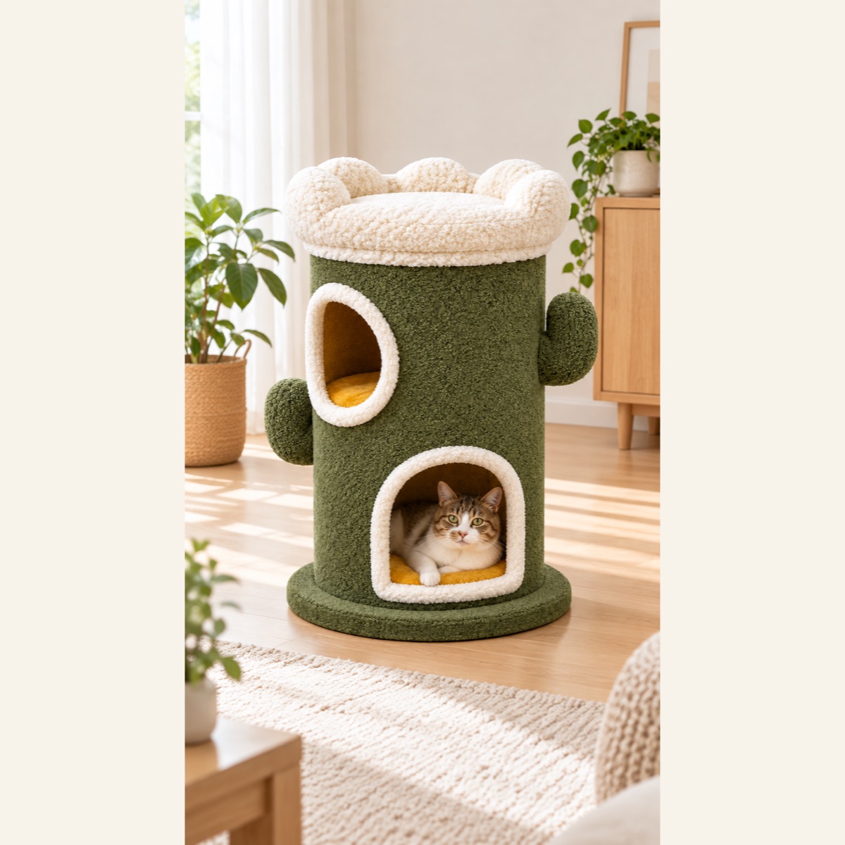 サボテンのおうち 猫用ベッドの設置イメージ