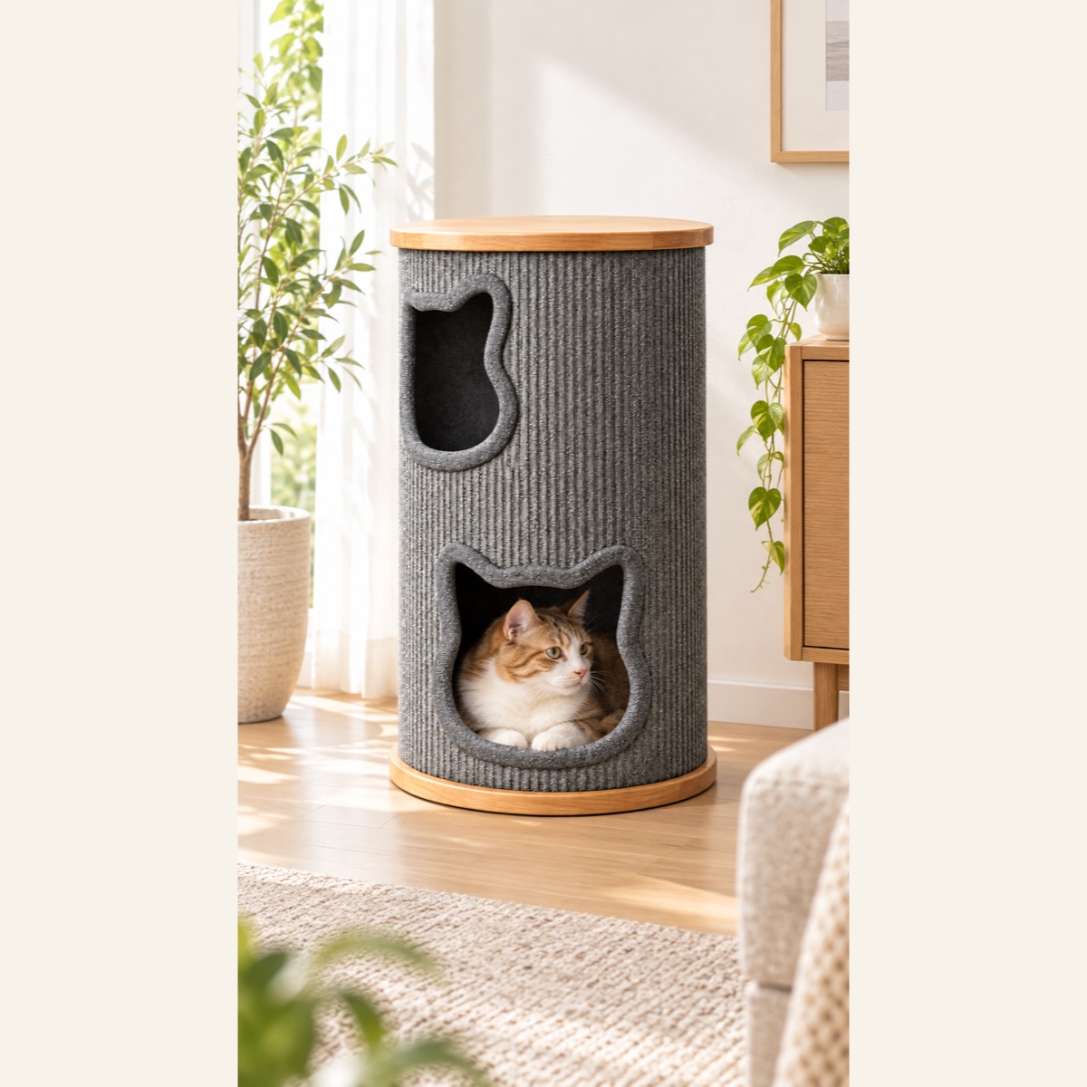 にゃんこのまどべ 猫用ベッド|チャコールの設置イメージ