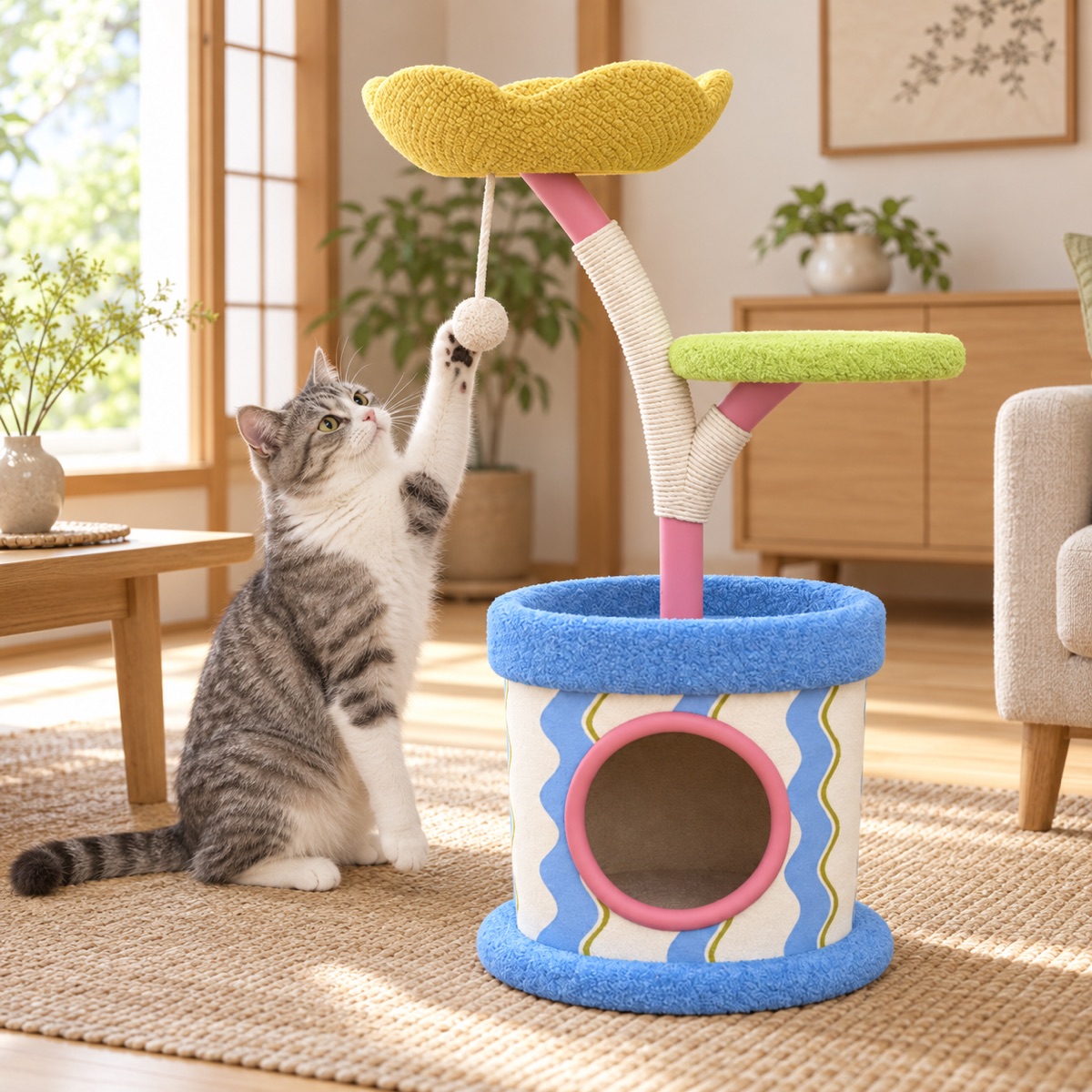 花のゆりかご キャットタワー|コンパクトの設置イメージ