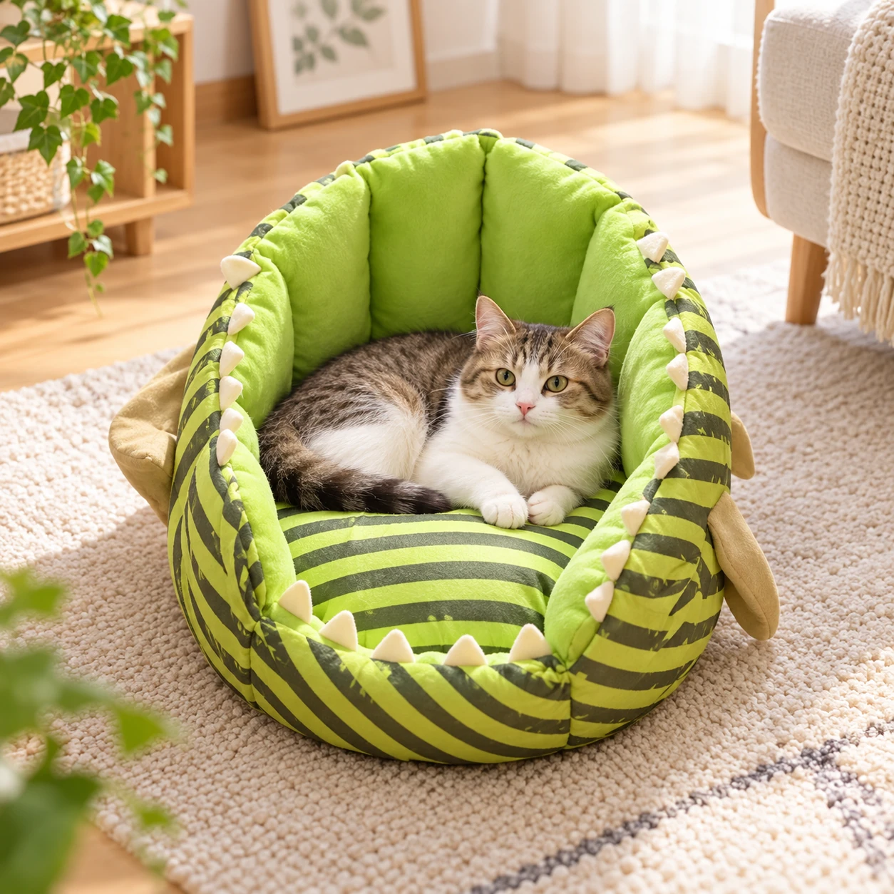 ワニのうたたね 猫用ベッドの設置イメージ