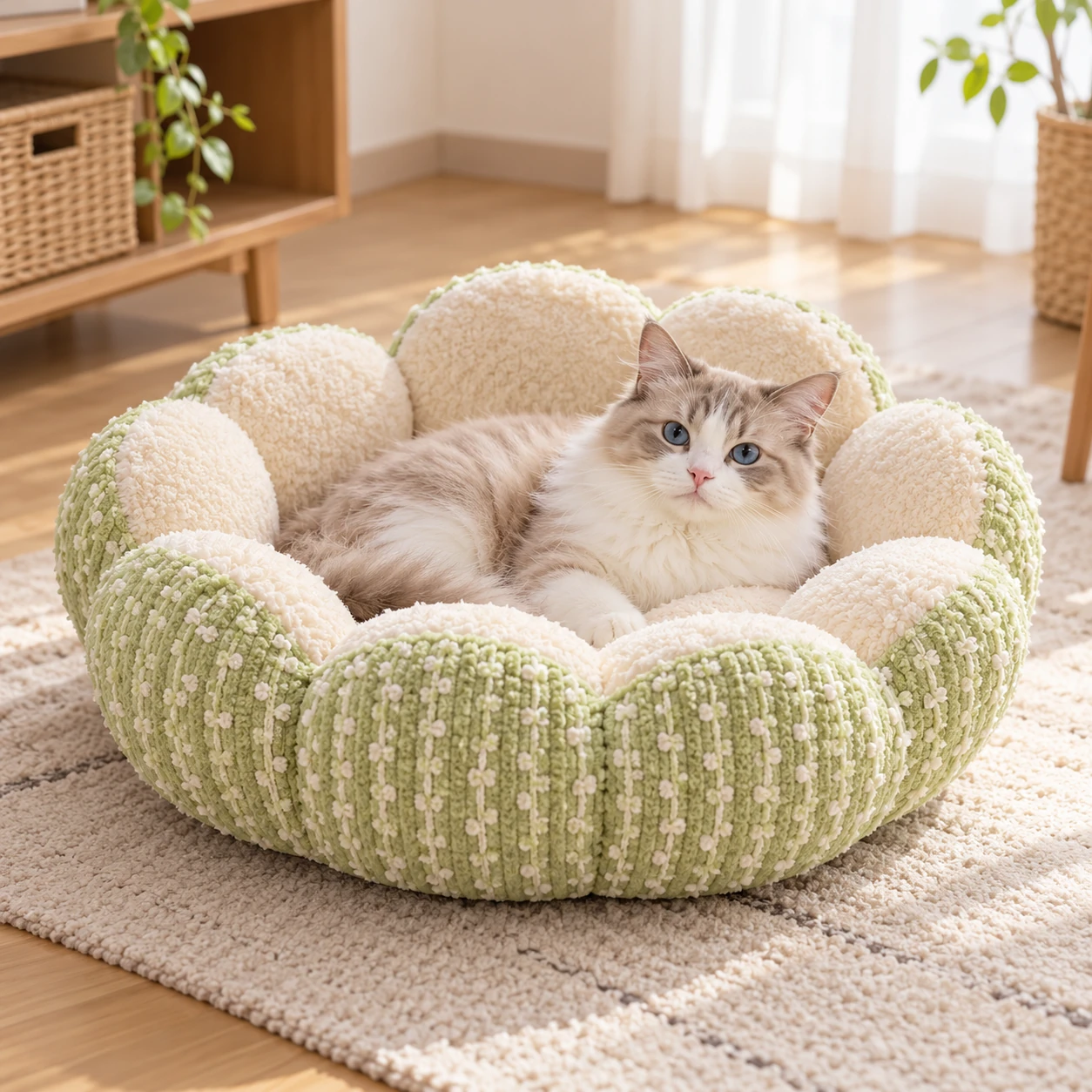 若葉の花びら 猫用ベッドの設置イメージ